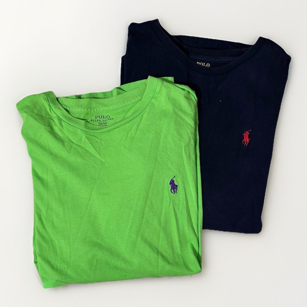 polo ralph lauren t shirt men Med Set Of Two Green And Navy